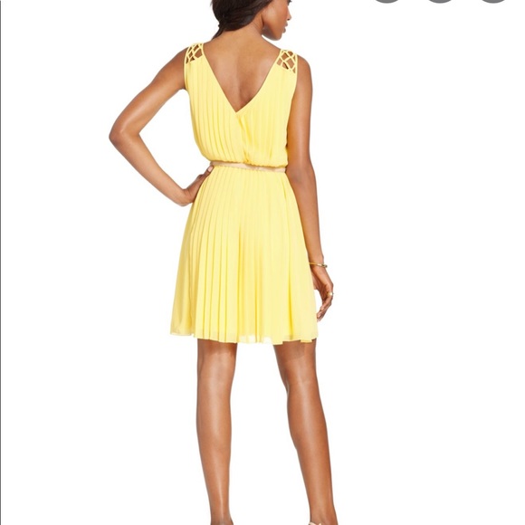 Used Pleated Sheath Dress Yellow - Picture 2 of 8